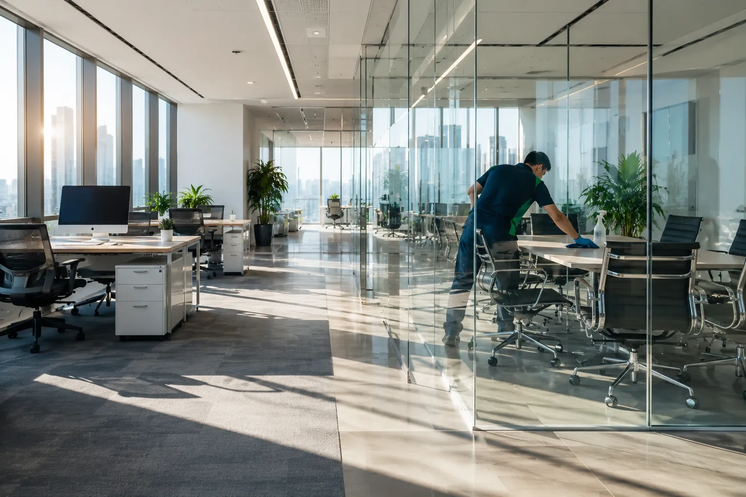 Nettoyage de bureaux professionnel et régulier en entreprise